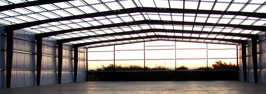 a large room with a glass roof